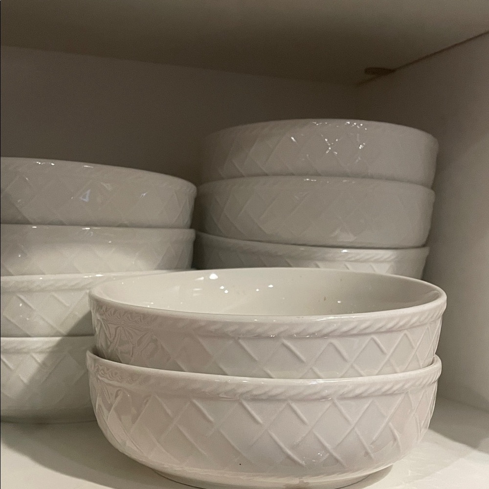 White Textured Ceramic Bowls